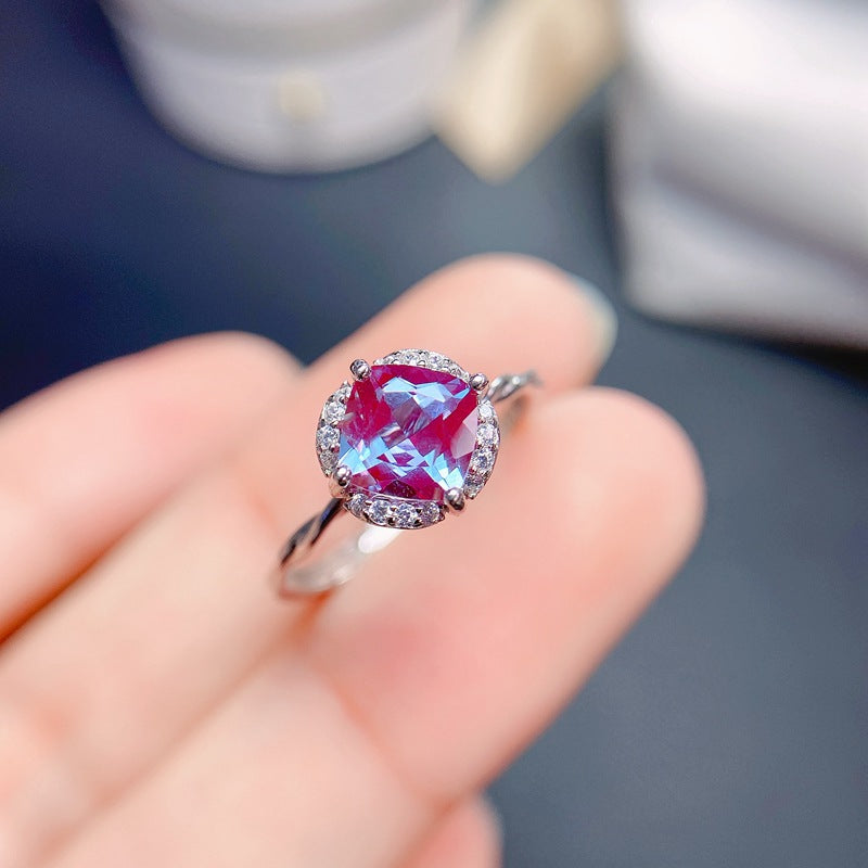 925 Sterling Silver Inlaid Natural Gemstone Ring | Garnet, Amethyst, Citrine, Topaz, Birthstone Jewelry | Elegant & Fashionable Women's Ring for Wedding, Engagement, Valentine's, Mother's Day, Birthday Gifts | 20% Off