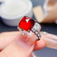 Simple 925 Silver Garnet Ring | Adjustable Natural January Birthstone Jewelry | Elegant Wedding Engagement Valentine’s Day Mother’s Day Birthday Gift for Women, Mom, Wife, Daughter, Girlfriend | Wholesale, Retail, Dropshipping Supported | 20% Off