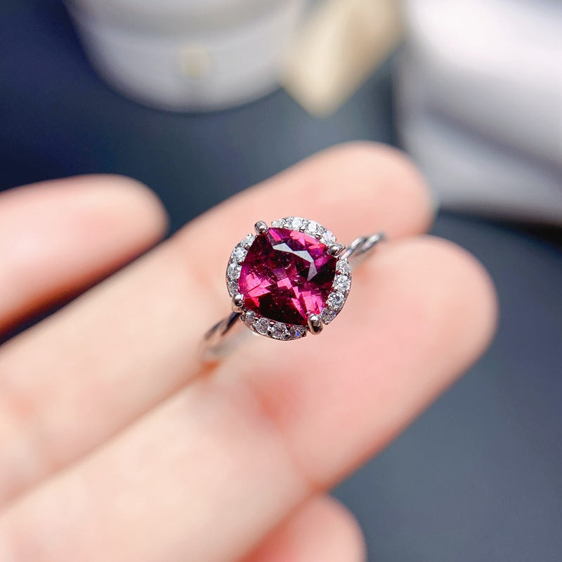 925 Sterling Silver Inlaid Natural Gemstone Ring | Garnet, Amethyst, Citrine, Topaz, Birthstone Jewelry | Elegant & Fashionable Women's Ring for Wedding, Engagement, Valentine's, Mother's Day, Birthday Gifts | 20% Off