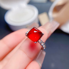Simple 925 Silver Garnet Ring | Adjustable Natural January Birthstone Jewelry | Elegant Wedding Engagement Valentine’s Day Mother’s Day Birthday Gift for Women, Mom, Wife, Daughter, Girlfriend | Wholesale, Retail, Dropshipping Supported | 20% Off