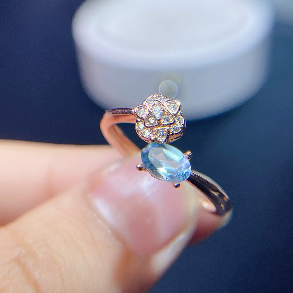 925 Silver Natural Emerald Sapphire Ring for Women | Adjustable Band | Elegant Wedding, Engagement, Valentine's, Birthday Gift | Jewelry for Wife, Mom, Daughter, Girlfriend | 20% OFF