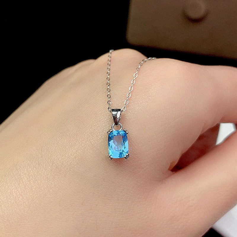 925 Silver Natural Blue Topaz and Sapphire Necklace & Ring Set | Adjustable Ring | Elegant Gemstone Jewelry for Women | Perfect for Valentine's Day, Mother's Day, Birthday Gifts | Retail, Wholesale, Dropshipping | 20% Off