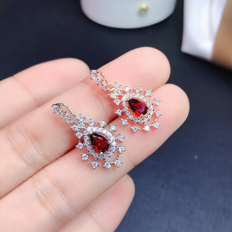 925 Silver Natural Garnet, Aquamarine, Spinel, Tanzanite Pendant for Women | Elegant Birthstone Jewelry | January Birthstone | Wedding, Engagement, Valentine's Day, Mother's Day, Birthday Gift | 20% Off