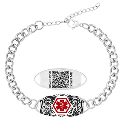 Dynamic QR Code Medical Alert Bracelet, Red Medical ID Bracelet with Emergency Symbol, Scan to Update Medical Information, No Engraving Required, Adjustable Stainless Steel Medical Jewelry