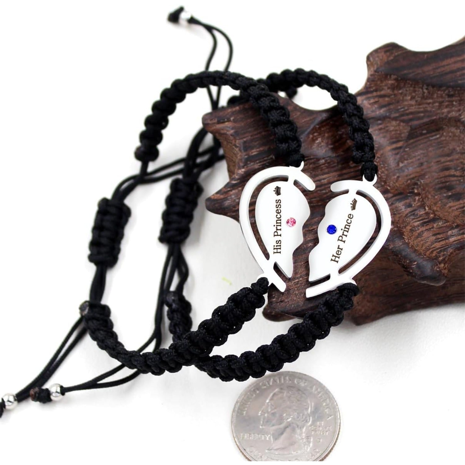 Couple Puzzle Heart Bracelet | Matching Beaded Braided Adjustable Pull-String Bracelets | Love and Commitment Zirconia Inlaid Eternal Bond Jewelry Y4486-Y4487