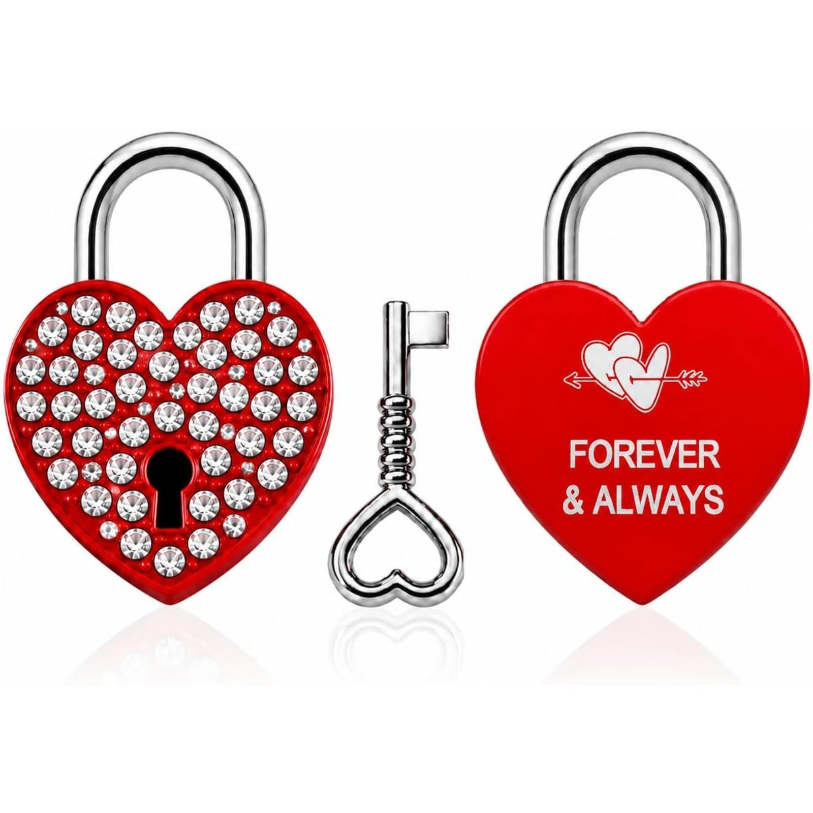 Rhinestone Heart Love Lock with Key, Dynamic QR Code Crystal Padlock for Personalized Memory Sharing, Scan to Create Your Love Story with Photos and Messages, Romantic Wedding Anniversary