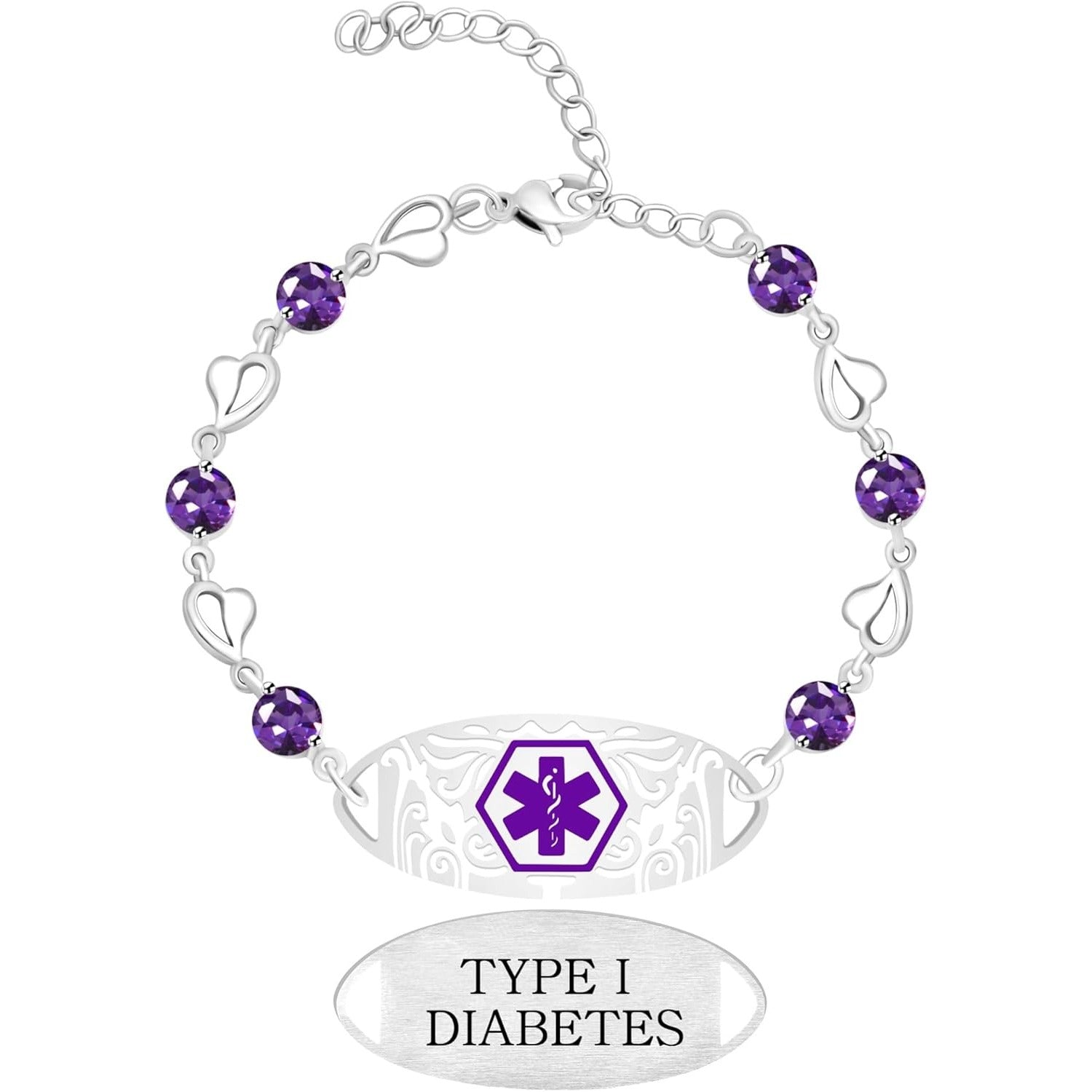 Editable QR Code Medical Alert Bracelet for Women | Stainless Steel & CZ Crystal Floral ID Bracelet | Laser Engraved Dynamic Medical Info Jewelry for Travel & Daily Wear