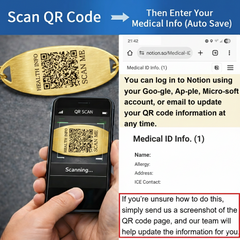 Stainless Steel Medical Alert Bracelet for Women 18K Gold Plated Tarnish Resistant | Laser Engraved or Dynamic QR Code ID Bracelet | Green Pink Purple Crack Bead Heart Adjustable Jewelry