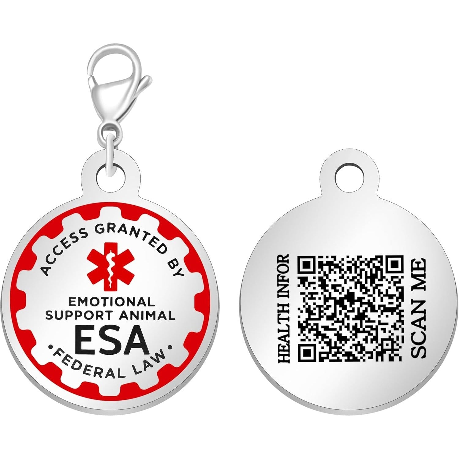 Dynamic QR Code ESA Dog ID Tag, Editable Emotional Support Animal Pet Tag, Scannable Pet Information Contact Details, No Info Required at Checkout, Golden and White, YA6312