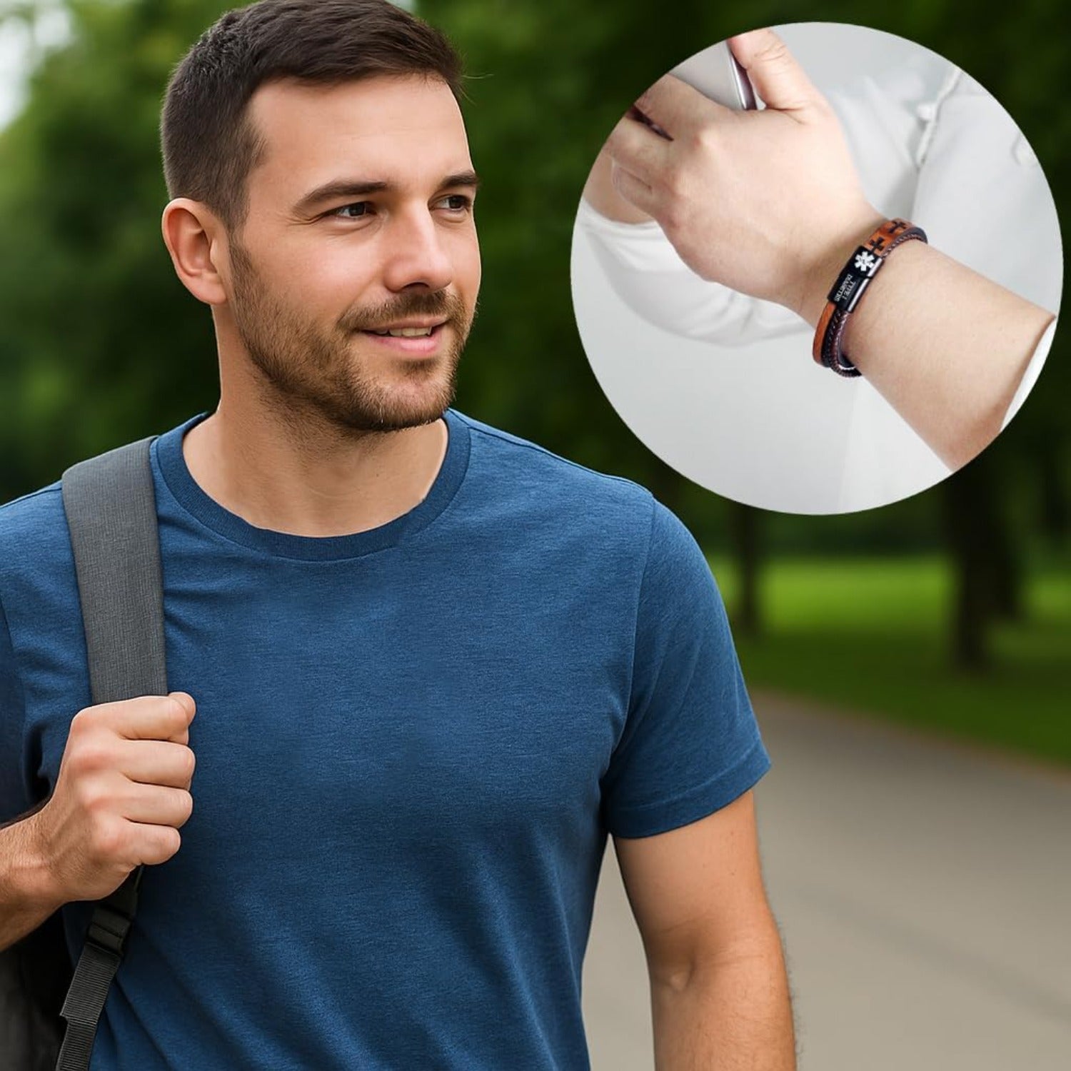 Dynamic QR Code Medical Alert Bracelet for Men Scan to Update Medical Info No Medical Info Needed at Checkout Braided PU Leather Cross Emergency ID Bracelet Waterproof Lightweight for Outdoor Sports Daily Wear