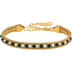 Golden Plated Stainless Steel Tennis Bracelet for Women, Colorful Cubic Zirconia 0.6cm Wide Elegant Jewelry for Mom Wife Christmas Thanksgiving YA6106