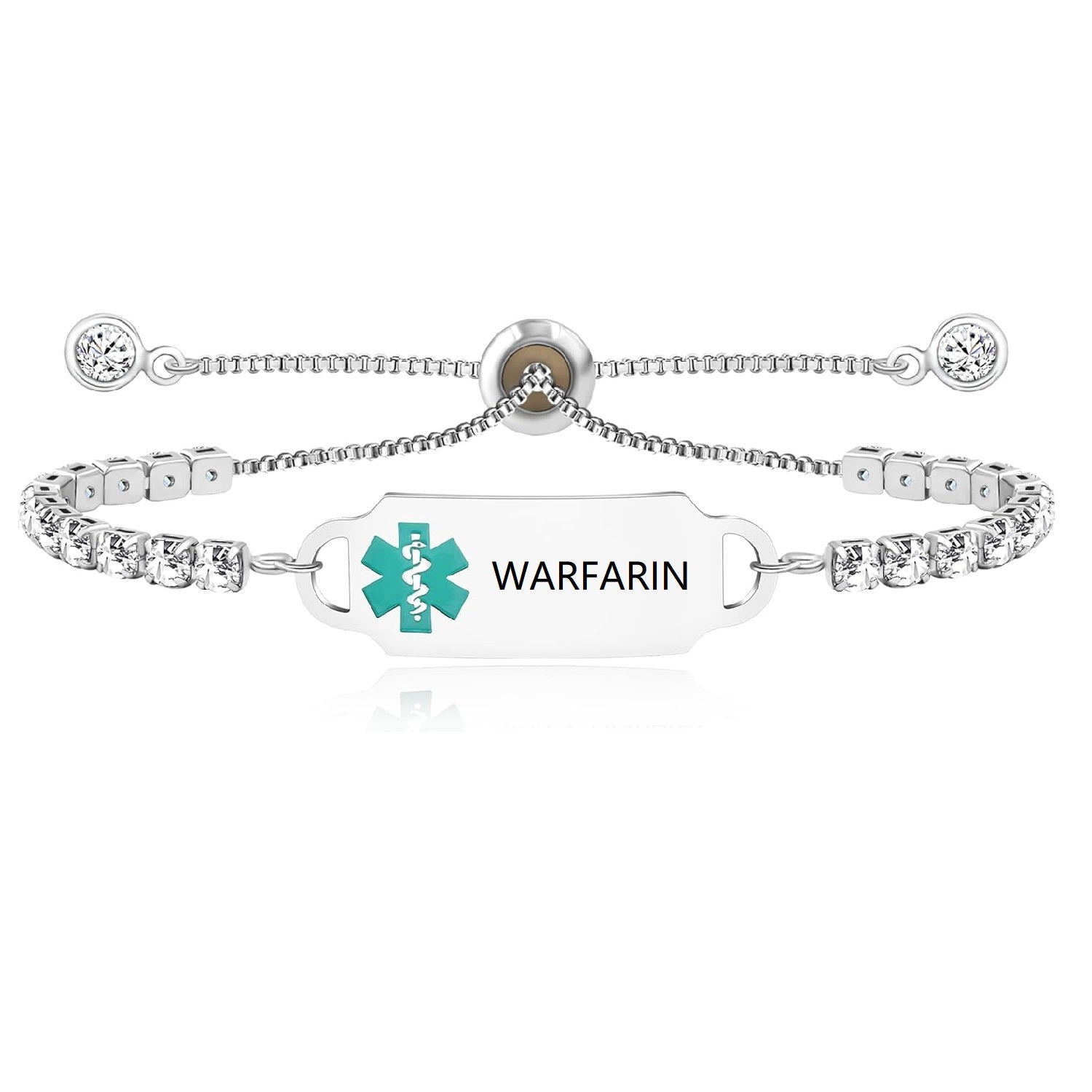 Uloveido Custom Engraved Medical Alert Bracelet | Personalized Stainless Steel CZ Tennis Chain ID Tag | Adjustable Emergency Jewelry for Women