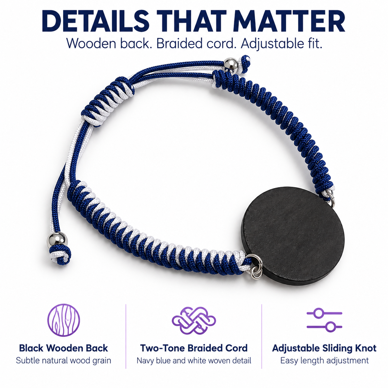 NFC Medical Alert Bracelet, Editable Medical ID, Adjustable Braided Wristband, Wooden Medical Bracelet for Women and Men