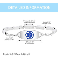 Dynamic QR Code Medical Alert Bracelet with Natural Stone Beads, Pink Stone Red Agate Black Agate White Turquoise, Stainless Steel Medical ID Bracelet, Double Lobster Clasp, No Engraving Required