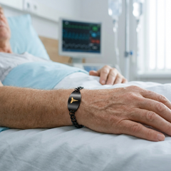 Stainless Steel Medical Alert Bracelet with Golden Caduceus Symbol Men Women | Laser Engraved or Dynamic QR Code Medical ID Bracelet | Adjustable Chain Emergency Contact Allergy ID Jewelry Black White