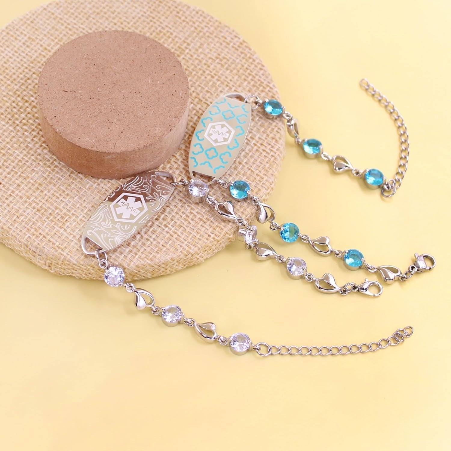 Editable QR Code Medical Alert Bracelet for Women | Stainless Steel & CZ Crystal Floral ID Bracelet | Laser Engraved Dynamic Medical Info Jewelry for Travel & Daily Wear