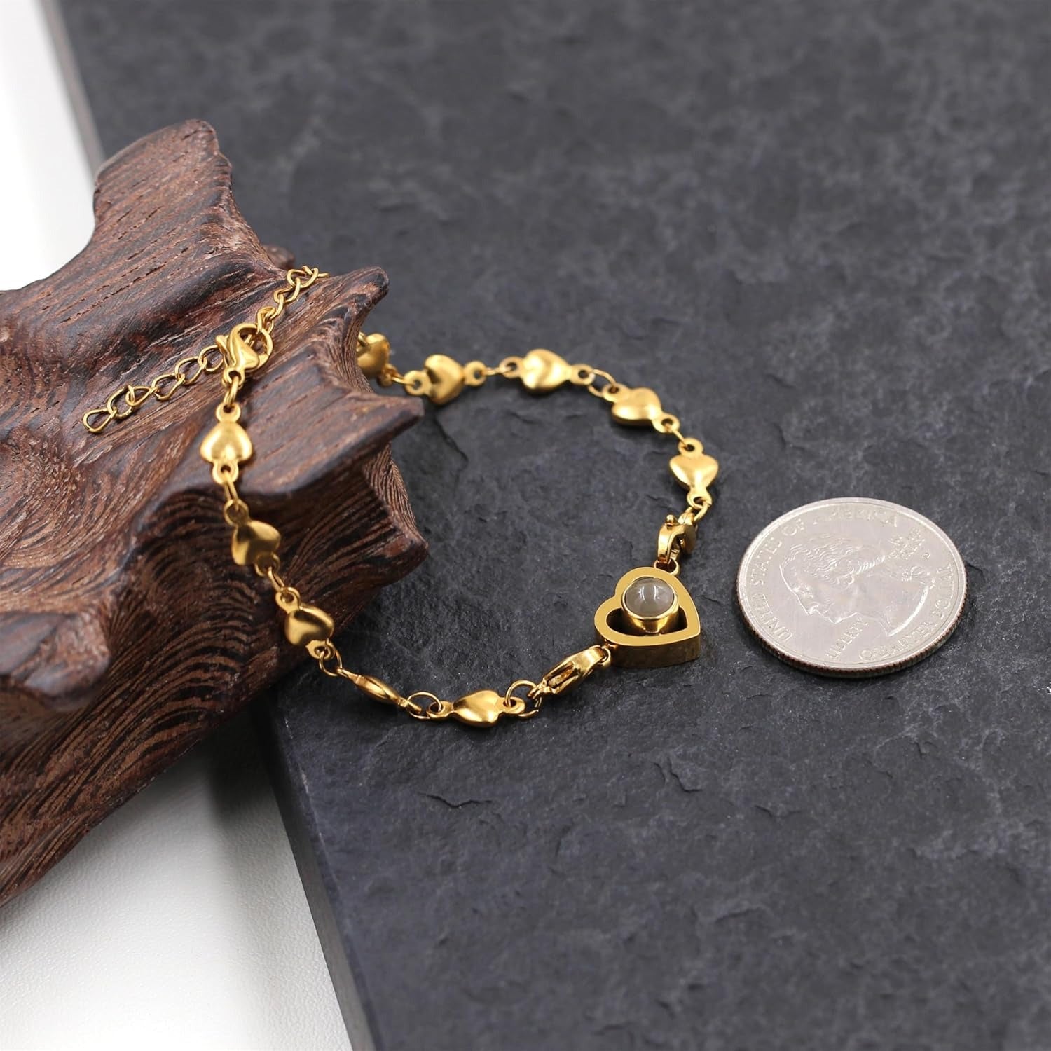 100 Languages Projection Pendant Bracelet | I LOVE YOU Heart Chain Bracelets | Fashion Bless Good Fortune Friendship Elegant Personalized Adjustable Length Stainless steel Jewelry Y4186