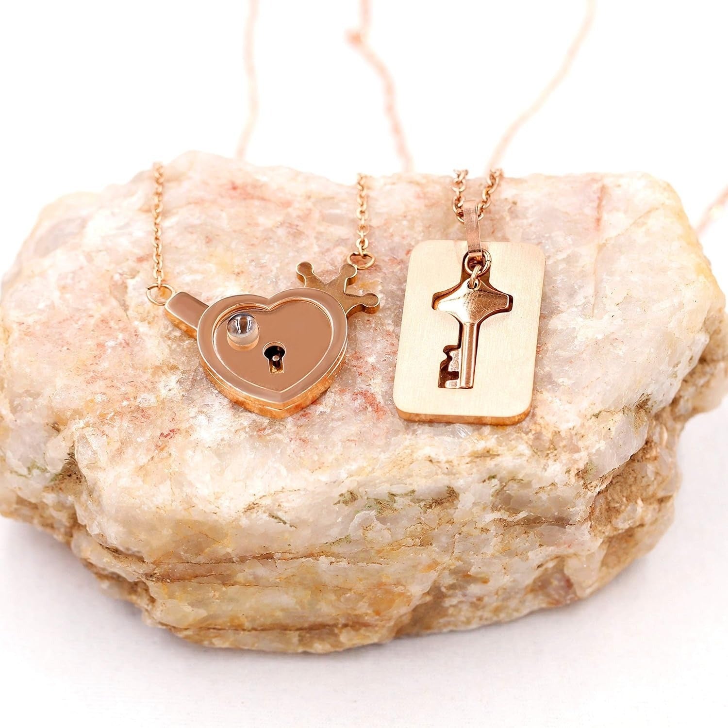 Personalized Stainless Steel Heart Lock & Key Necklace Set for Couples | 100 Languages I Love You Projection Jewelry | Custom Name Engraved Matching Pendant for Wedding Anniversary Gift