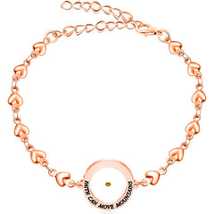 Rose Gold Stainless Steel Faith Can Move Mountains Bracelet with Heart Link Chain, Mustard Seed Charm Inspirational Jewelry