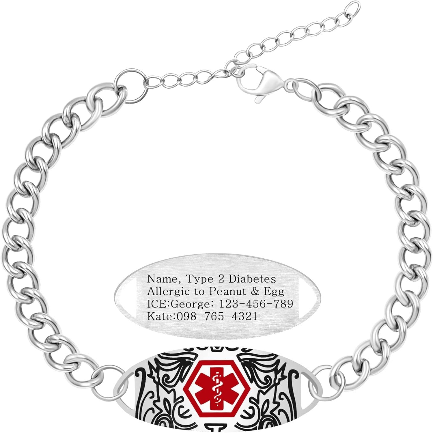 Dynamic QR Code Medical Alert Bracelet, Red Medical ID Bracelet with Emergency Symbol, Scan to Update Medical Information, No Engraving Required, Adjustable Stainless Steel Medical Jewelry