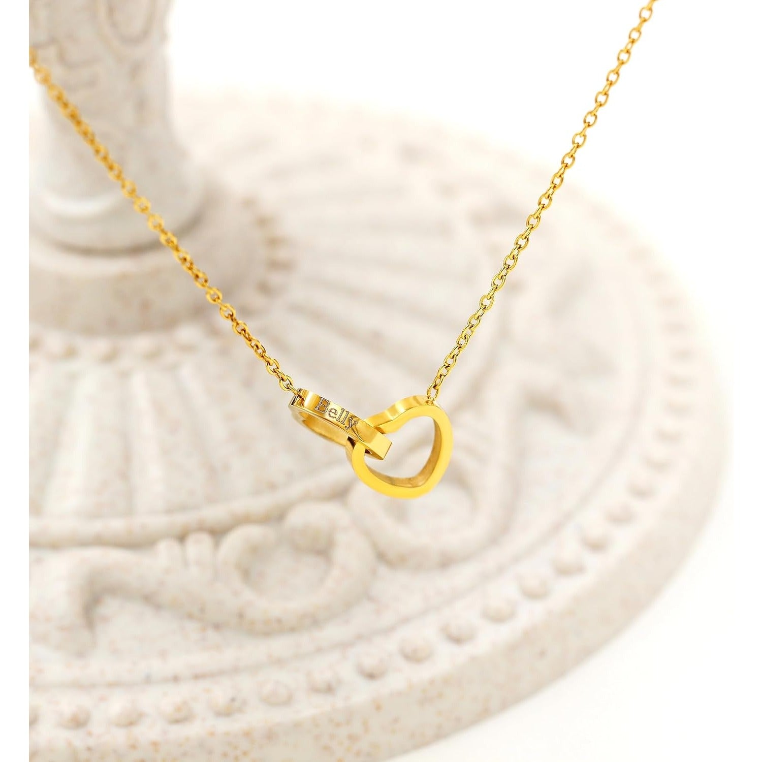 Personalized Interlocking Heart Necklace with Two Names, Custom Engraved Double Love Pendant Chain for Couples, Boyfriend Girlfriend Gift with Box