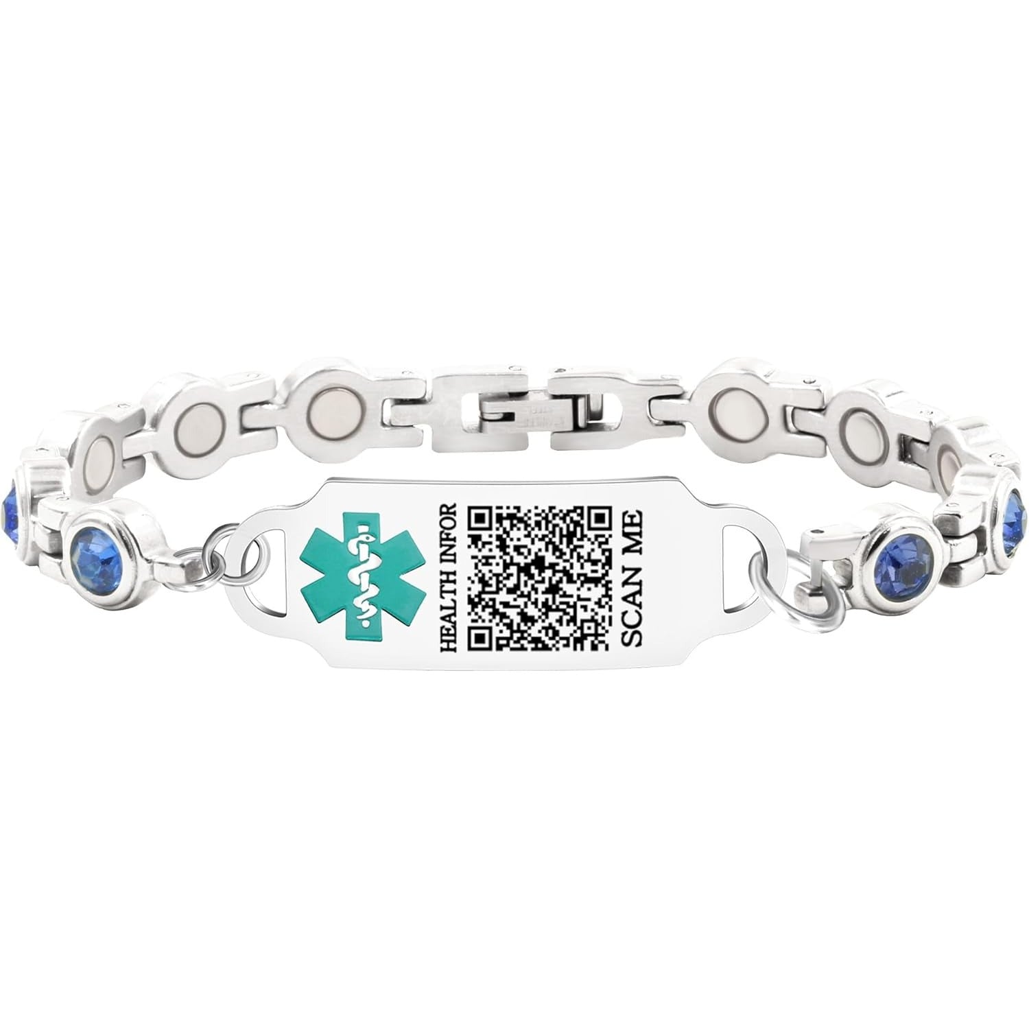 Editable QR Code Medical Alert Bracelet for Men Women – Stainless Steel Magnetic Medical ID Bracelet with Scan Me Tag, Adjustable Links with Removal Tool, Waterproof Emergency Health Info Bracelet