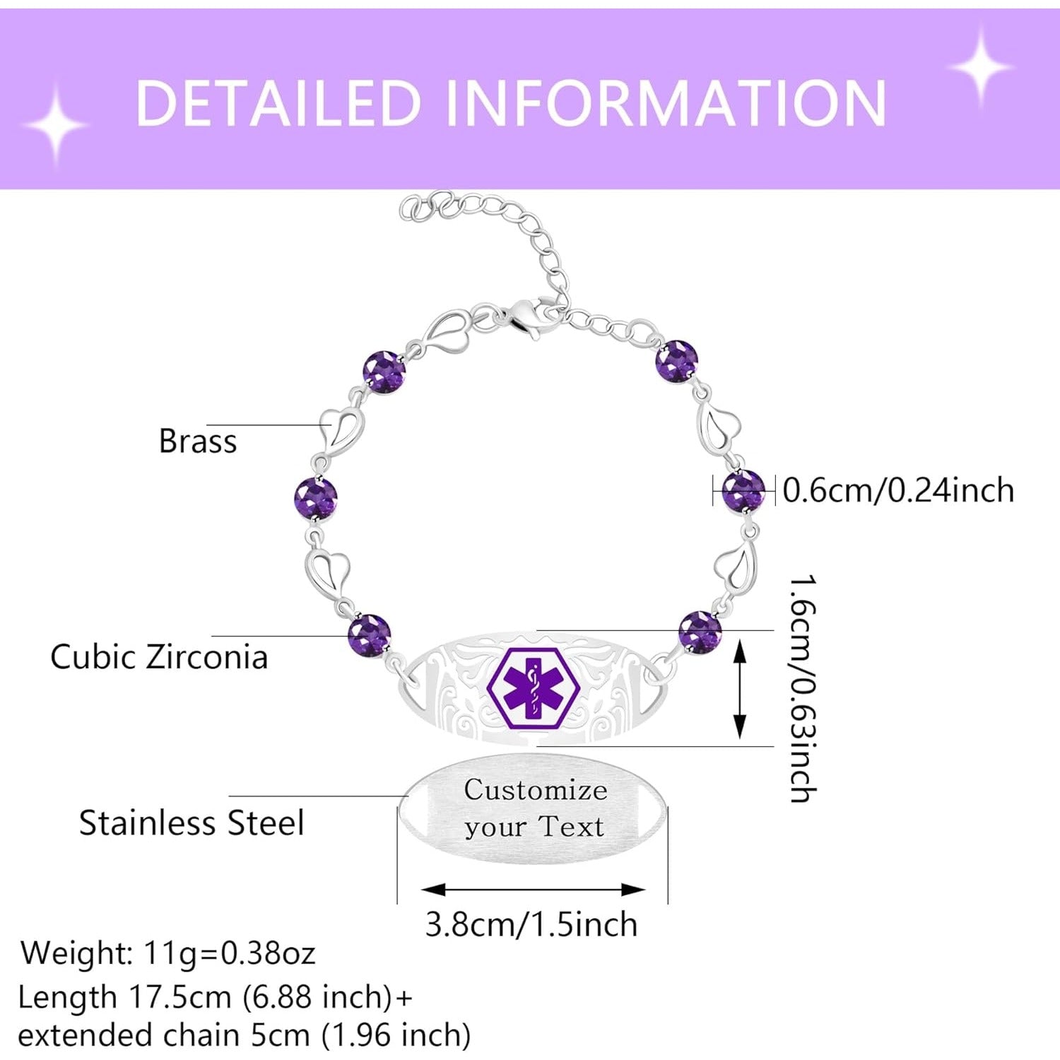 Editable QR Code Medical Alert Bracelet for Women | Stainless Steel & CZ Crystal Floral ID Bracelet | Laser Engraved Dynamic Medical Info Jewelry for Travel & Daily Wear