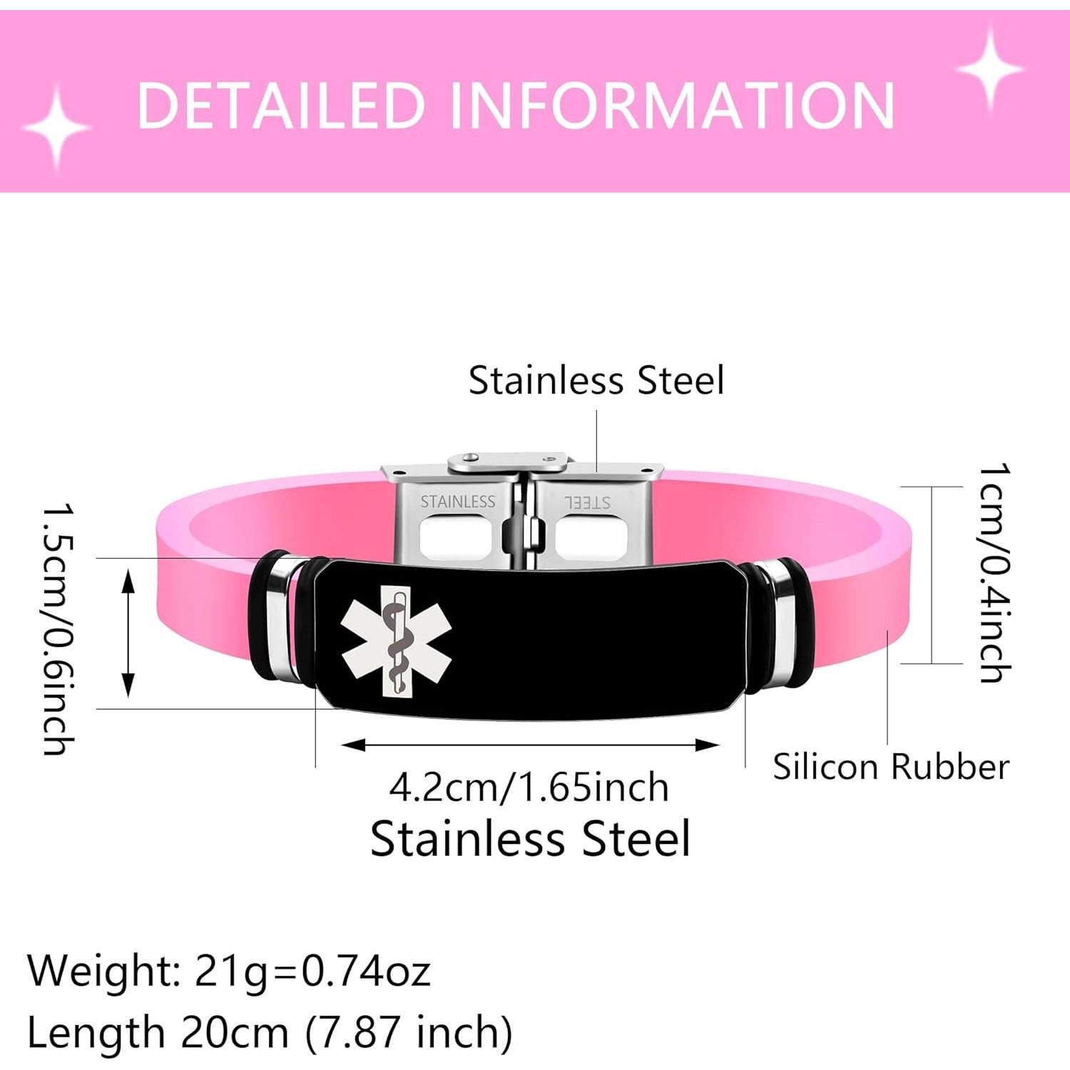 Dynamic QR Code Medical Alert Bracelet for Men Women Scan to Update Medical Info No Medical Info Needed at Checkout Silicone Wristband with Stainless Steel Emergency ID Plate