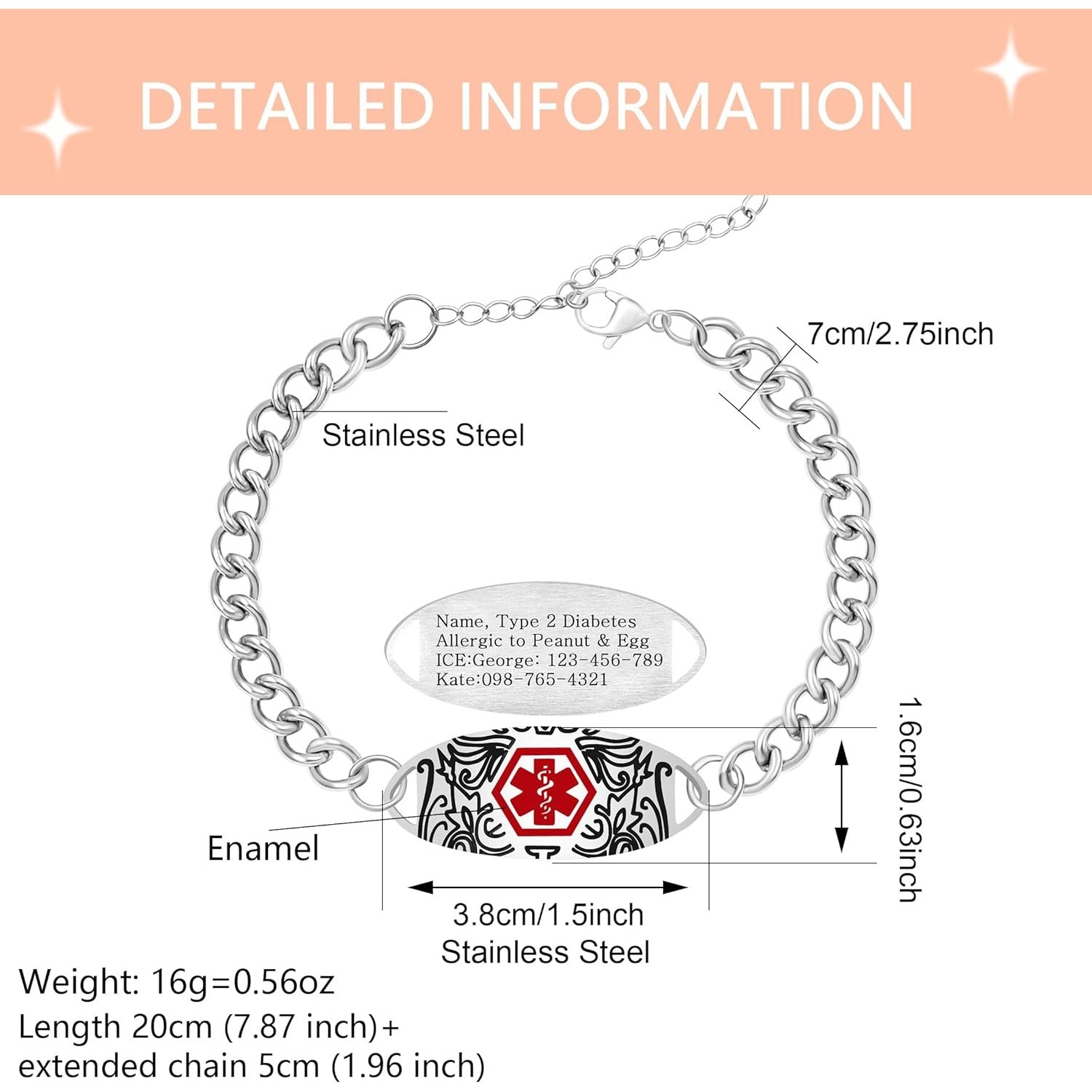 Dynamic QR Code Medical Alert Bracelet, Red Medical ID Bracelet with Emergency Symbol, Scan to Update Medical Information, No Engraving Required, Adjustable Stainless Steel Medical Jewelry