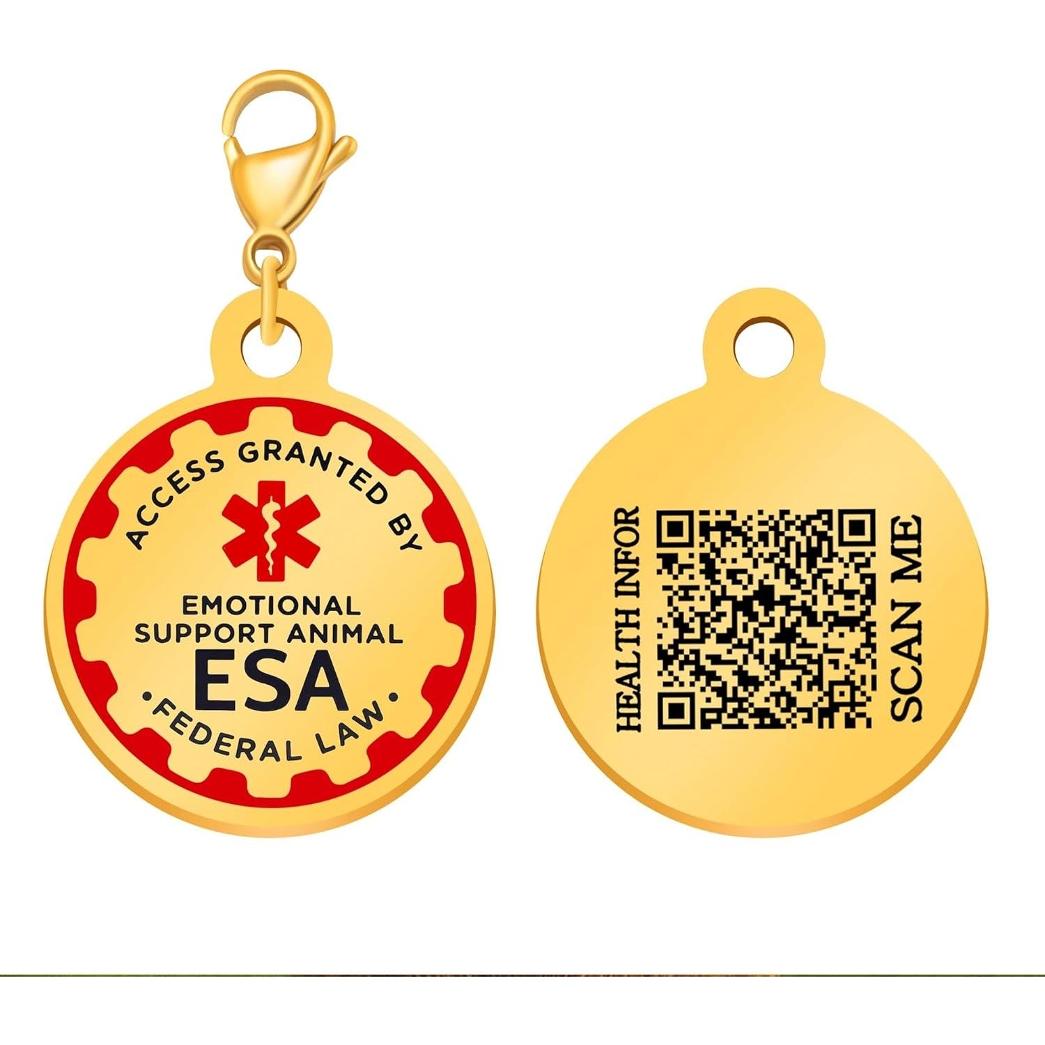 Dynamic QR Code ESA Dog ID Tag, Editable Emotional Support Animal Pet Tag, Scannable Pet Information Contact Details, No Info Required at Checkout, Golden and White, YA6312