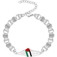 Minimalist Palestine-Inspired Adjustable Bracelet, Lightweight Unisex Ethnic Jewelry with Multi-Chain Design, Stainless Steel Silver-Tone Bracelet for Daily Wear, Office & Travel
