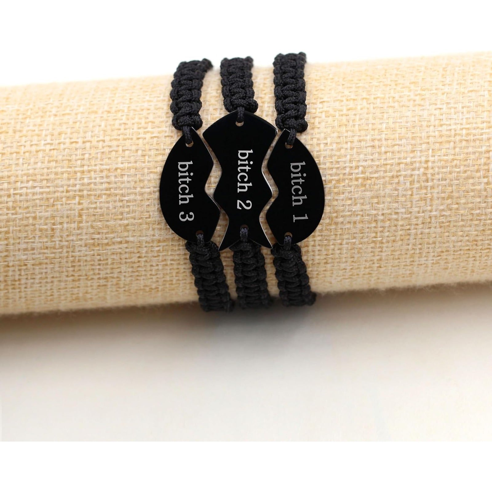 3 Pcs Puzzle Heart Piece Bracelet Set，Handmade Braided Black String Wrist Matching Puzzle Bracelets Adjustable Rope Friendship Gifts Jewelry for Best Friends Sisters