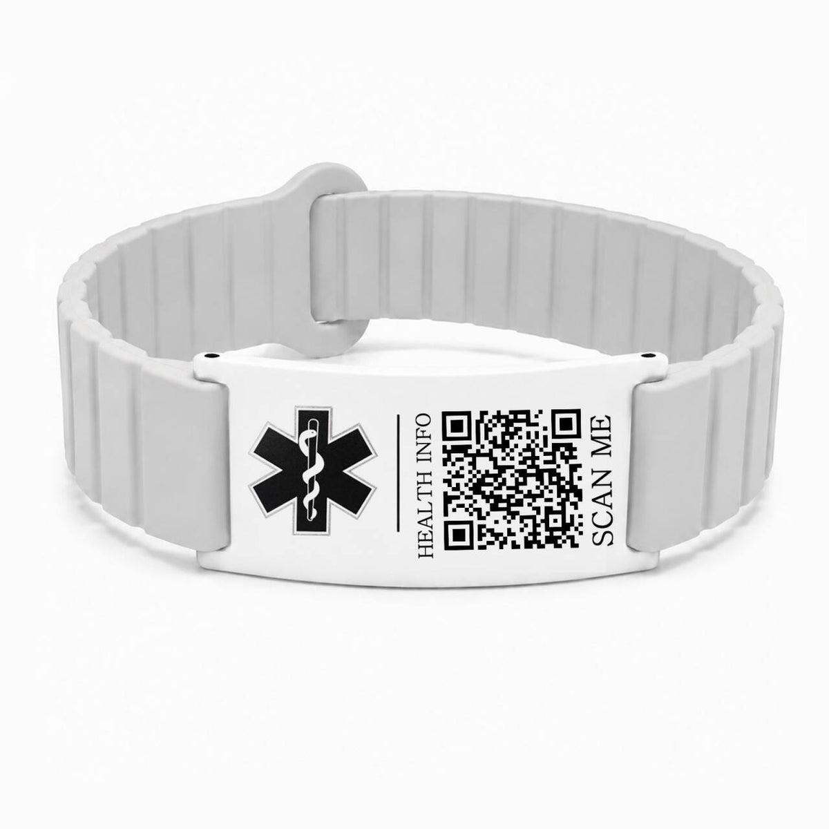 Medical Alert Bracelet for Men Women, Personalized Medical ID Wristband with Engraved Stainless Steel Plate, Diabetes Blood Thinner Emergency ID Bracelet, Adjustable Silicone Medical Bracelet