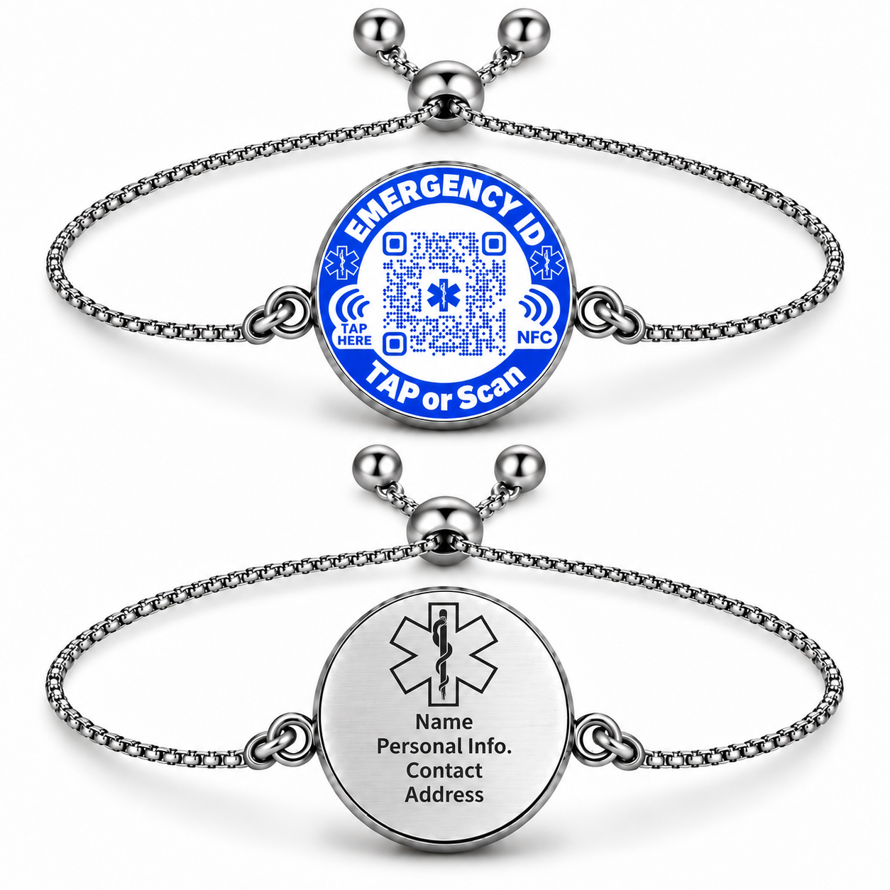 Uloveido NFC QR Medical ID Bracelet, Editable Emergency Medical Profile