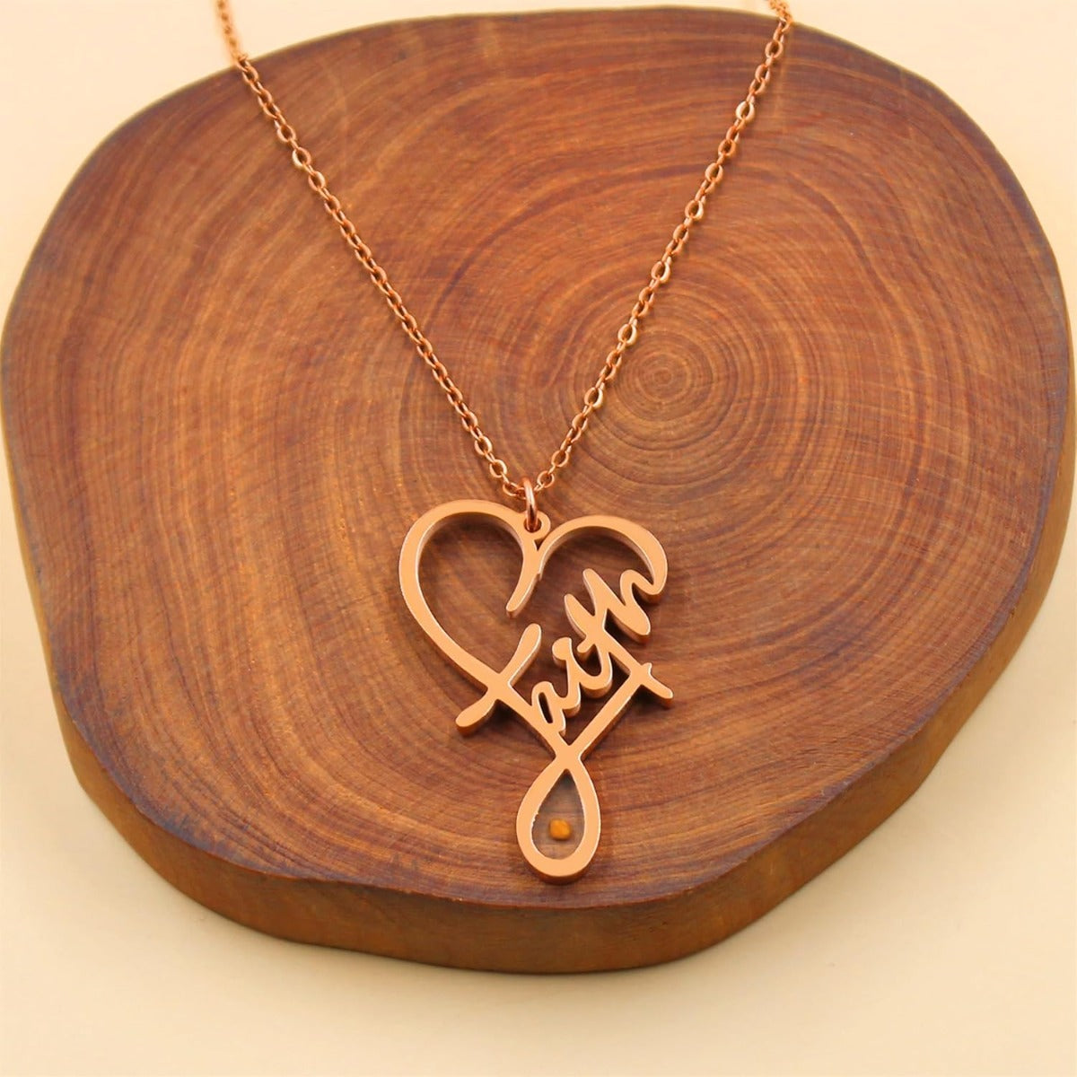 Faith Mustard Seed Heart Necklace | “Faith Can Move Mountains” Infinity Pendant | Matthew 17:20 Christian Inspirational Jewelry (Gold / White / Rose Gold)