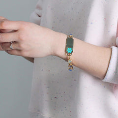 Dynamic QR Code Medical Alert Bracelet for Women, 18K Gold Plated Stainless Steel Medical ID Bracelet with HeartShaped Colorful Zircon Stones, Scan to Update Medical Information, Adjuster Included