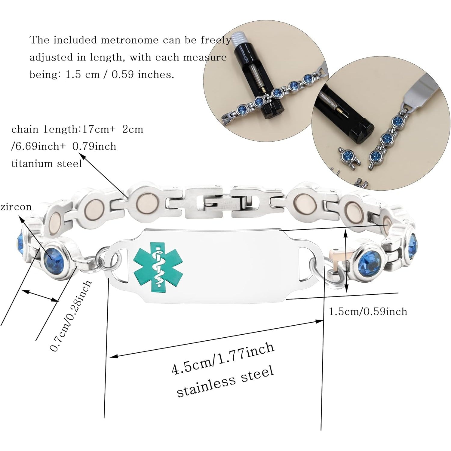 Editable QR Code Medical Alert Bracelet for Men Women – Stainless Steel Magnetic Medical ID Bracelet with Scan Me Tag, Adjustable Links with Removal Tool, Waterproof Emergency Health Info Bracelet