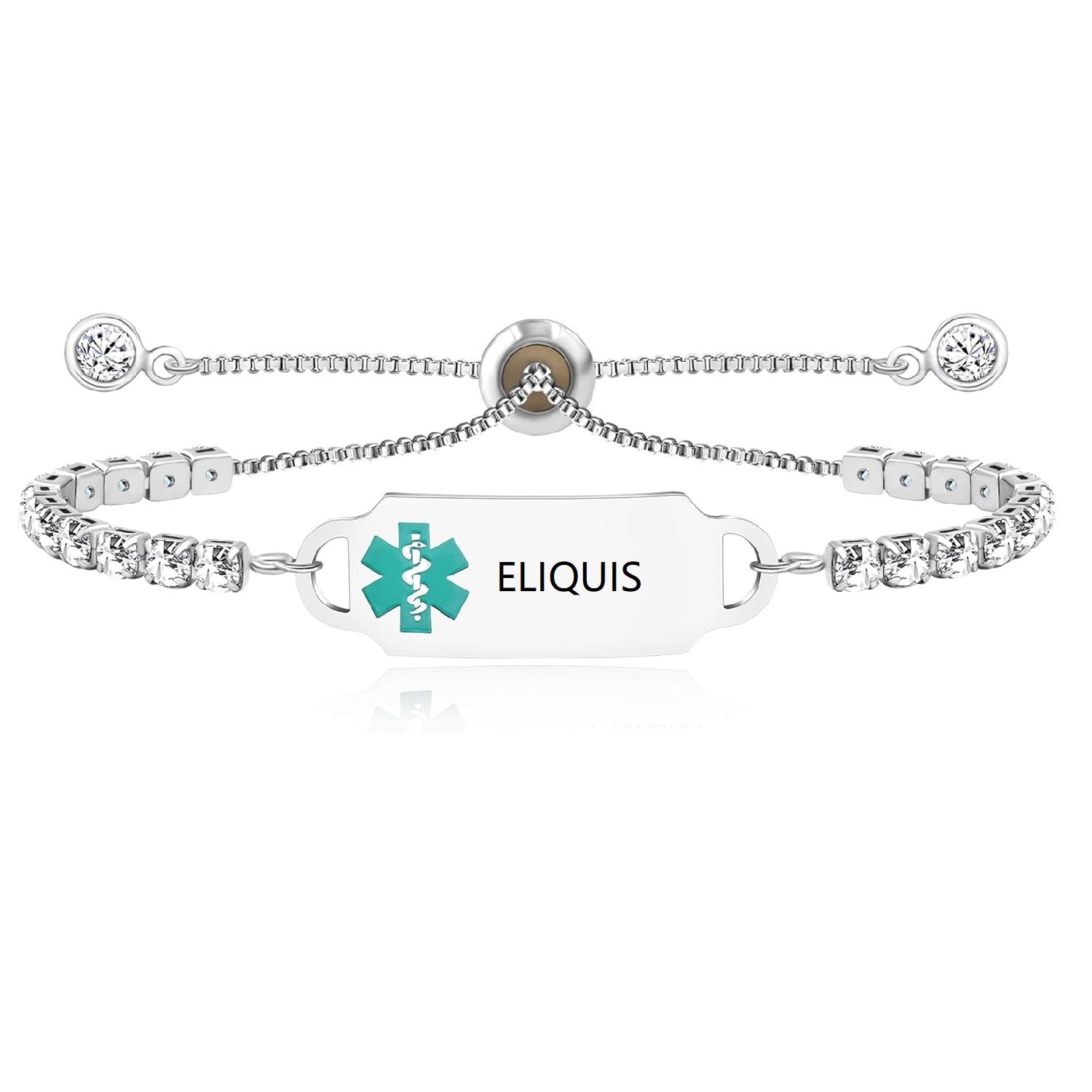 Uloveido Custom Engraved Medical Alert Bracelet | Personalized Stainless Steel CZ Tennis Chain ID Tag | Adjustable Emergency Jewelry for Women