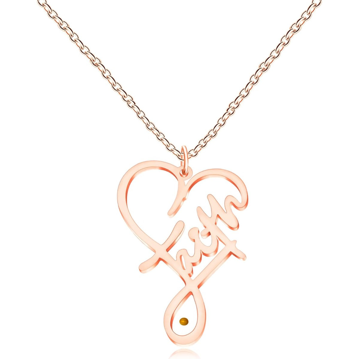 Faith Mustard Seed Heart Necklace | “Faith Can Move Mountains” Infinity Pendant | Matthew 17:20 Christian Inspirational Jewelry (Gold / White / Rose Gold)
