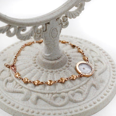 Rose Gold Stainless Steel Faith Can Move Mountains Bracelet with Heart Link Chain, Mustard Seed Charm Inspirational Jewelry
