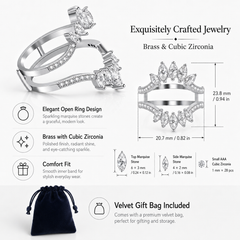 Uloveido Adjustable Wide Ring Guard Enhancer for Women | Rose Gold & White Gold Plated Brass Bridal Ring Wrap with AAA Cubic Zirconia | Wedding Engagement Promise Ring Insert Sizes 5-10