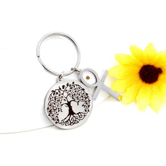 Stainless Steel Tree of Life Mustard Seed Keychain, Christian Faith Key Ring with Real Mustard Seed Charm, Inspirational Family Tree Keychain Gift for Women Men Y764