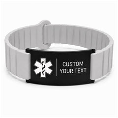 Medical Alert Bracelet for Men Women, Personalized Medical ID Wristband with Engraved Stainless Steel Plate, Diabetes Blood Thinner Emergency ID Bracelet, Adjustable Silicone Medical Bracelet