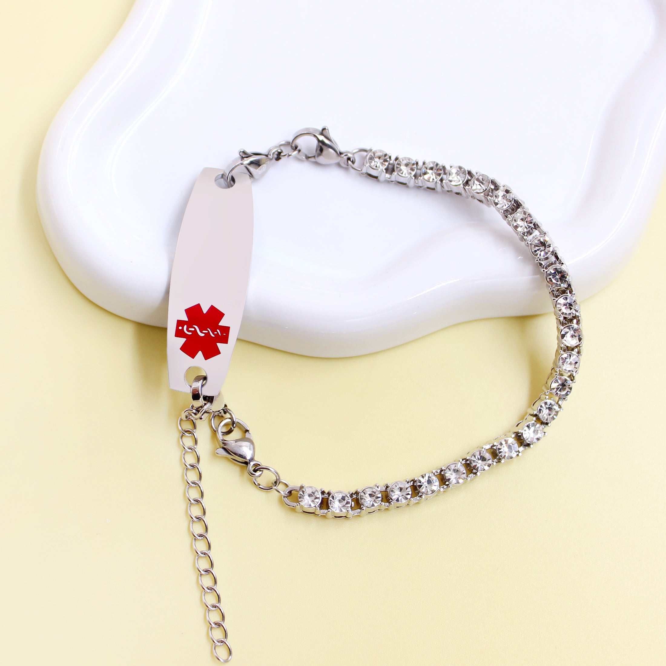 Uloveido Editable QR Code Medical Alert Tennis Bracelet for Women, Silver & Golded Color Options, Personalized Scannable Health ID Jewelry, Custom Emergency Info Wristband