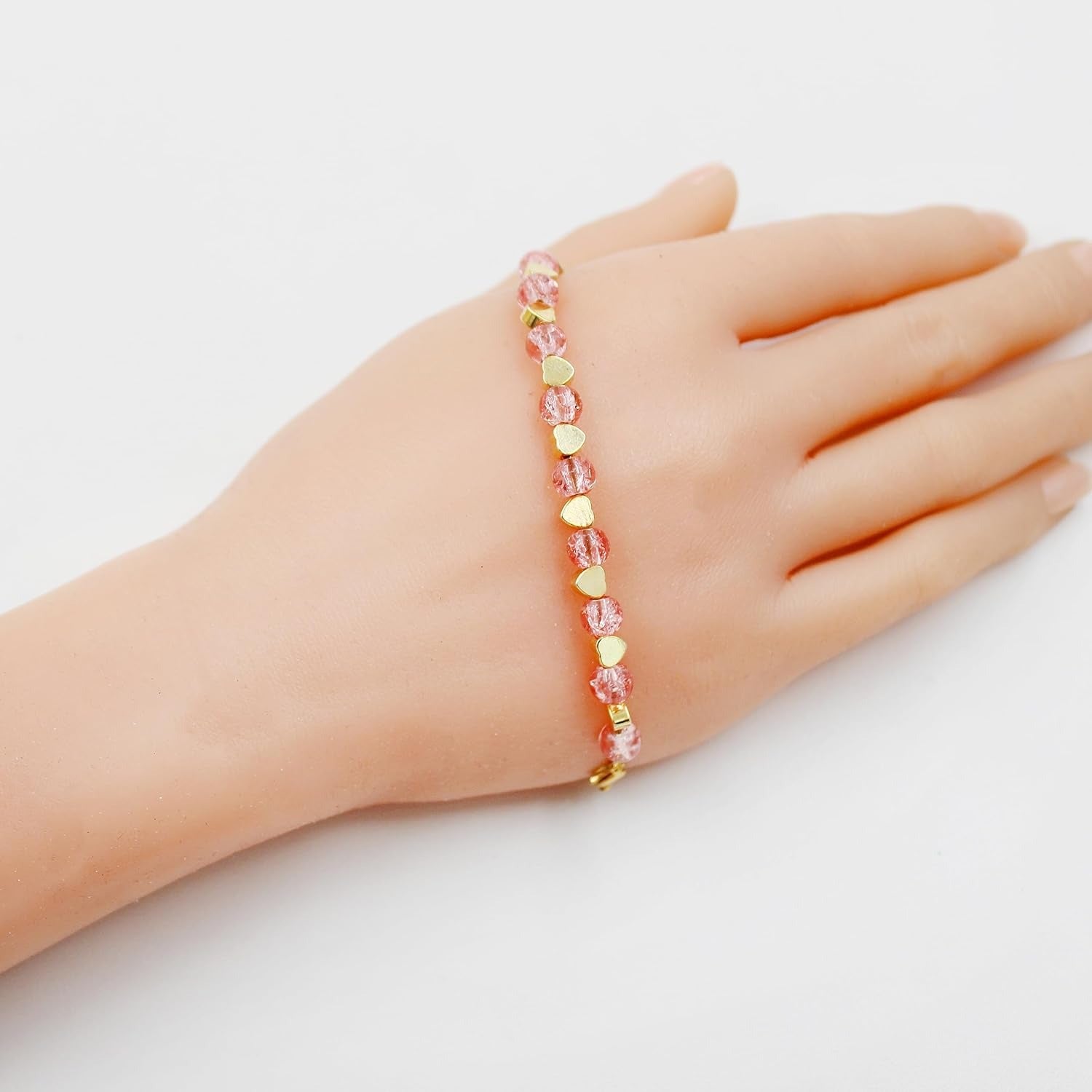 Stainless Steel Medical Alert Bracelet for Women 18K Gold Plated Tarnish Resistant | Laser Engraved or Dynamic QR Code ID Bracelet | Green Pink Purple Crack Bead Heart Adjustable Jewelry