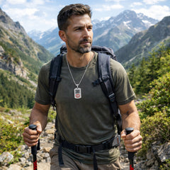 Uloveido Dynamic QR Code Medical Alert Necklace for Men & Women | Scan to Update Emergency Medical Info Stainless Steel SOS Dog Tag Pendant with Red Medical Symbol | No Engraving Required