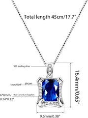 Uloveido Womens 925 Sterling Silver Blue Corundum Sapphire Pendant Birthstone Necklace White Gold Plated