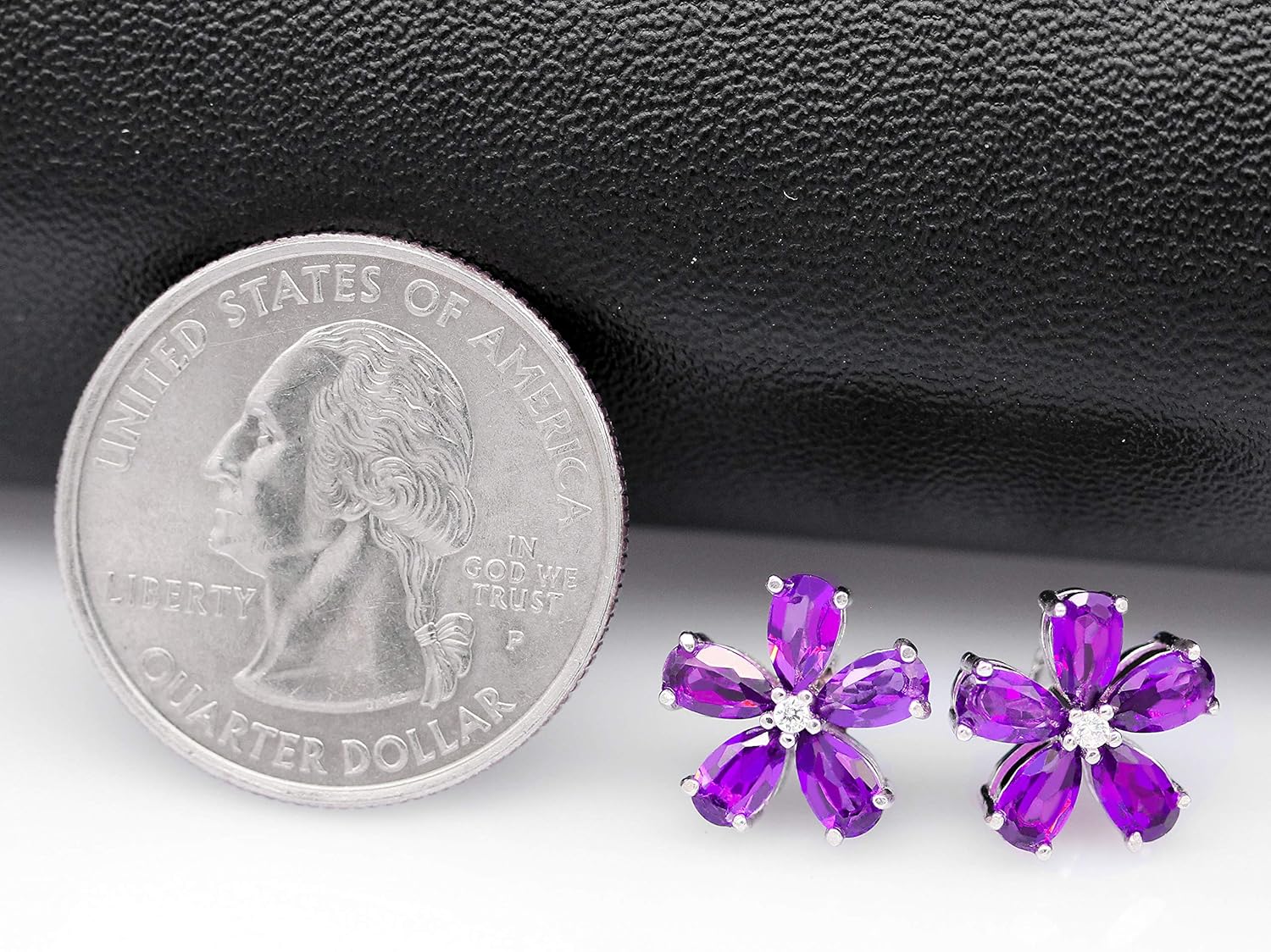 Uloveido Purple Amethyst Flower Studs Earrings for Women,925 Sterling Silver Purple Crystal Earrings Studs for Girls February Birthstone Gift CR003 (Purple)