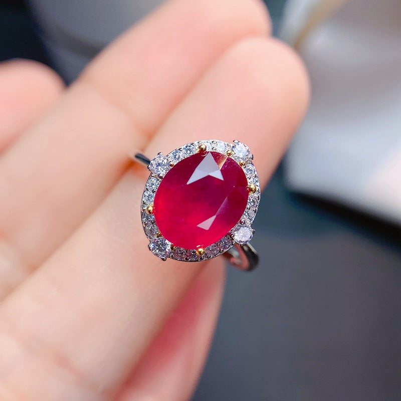 Ruby Stone Ring 925 Sterling Silver Statement Ring For Women Handmade Rings Gemstone Christmas Promise Ring Open Size Gift For Her