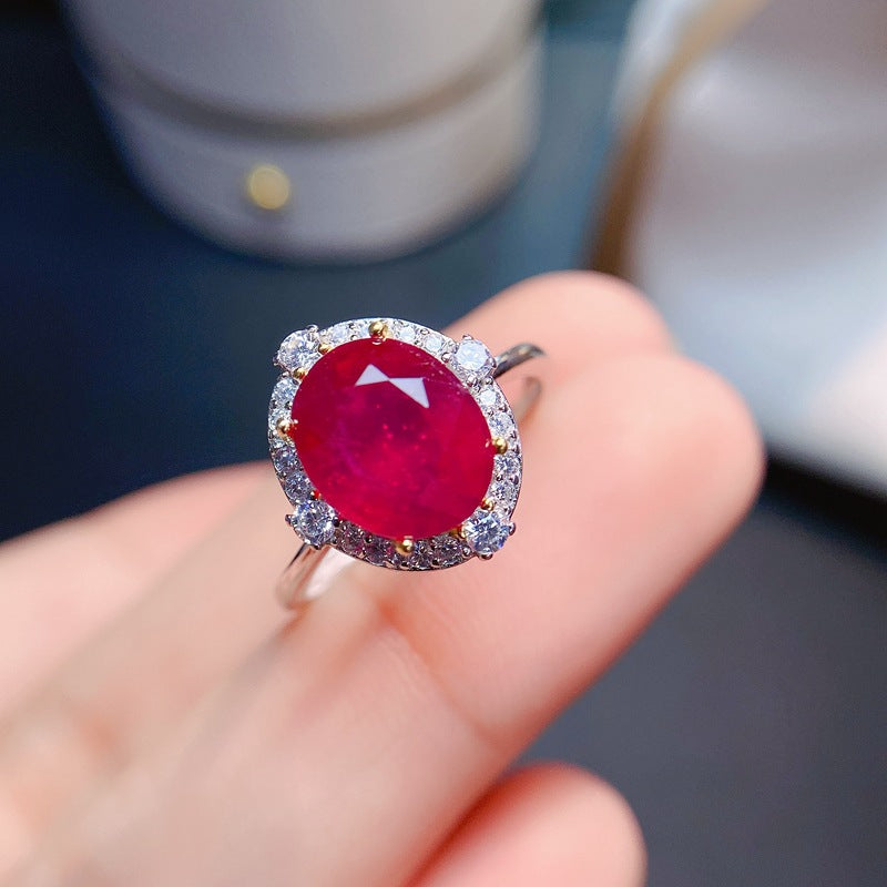 Ruby Stone Ring 925 Sterling Silver Statement Ring For Women Handmade Rings Gemstone Christmas Promise Ring Open Size Gift For Her